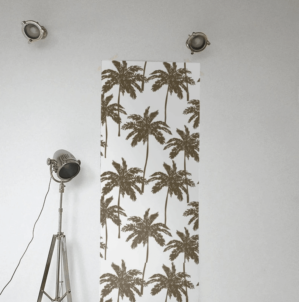 Golden Brown Coconut Palm Tree on White Wallpaper