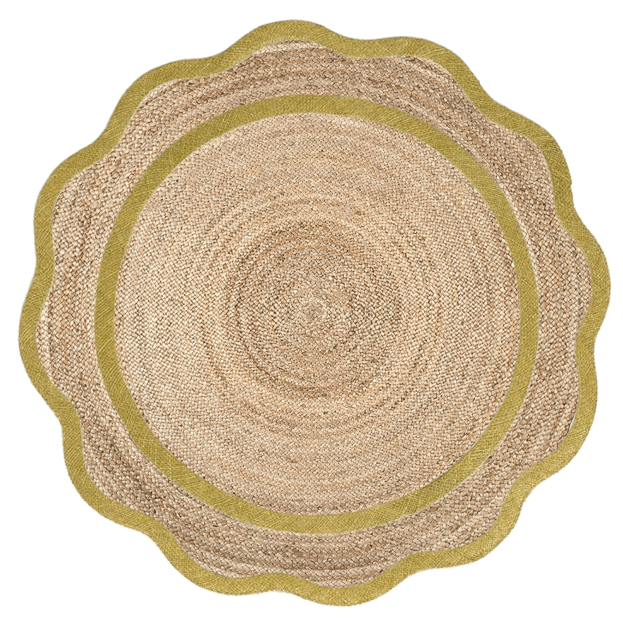 Golden Brown Cotton Scalloped Jute Round Placemats - Set of 10