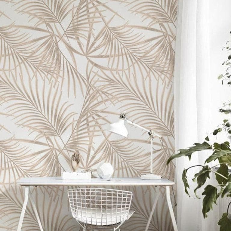 Golden Coconut Tree Leaf Tropical Wallpaper - MAIA HOMES
