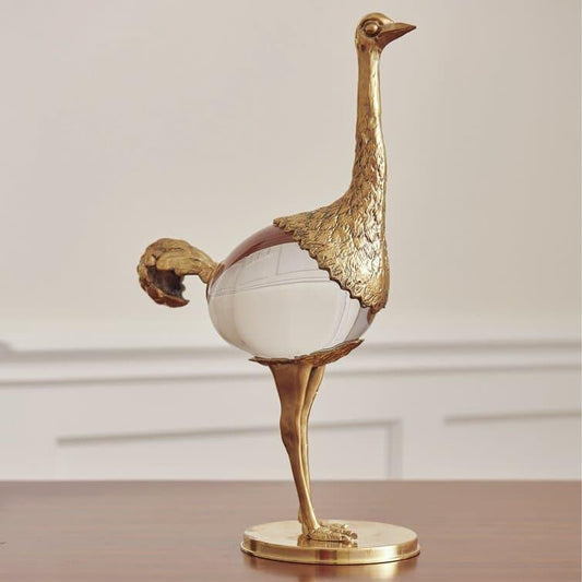 Golden Crystal Ostrich Figurine - MAIA HOMES