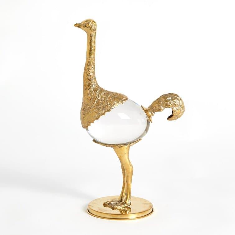 Golden Crystal Ostrich Figurine