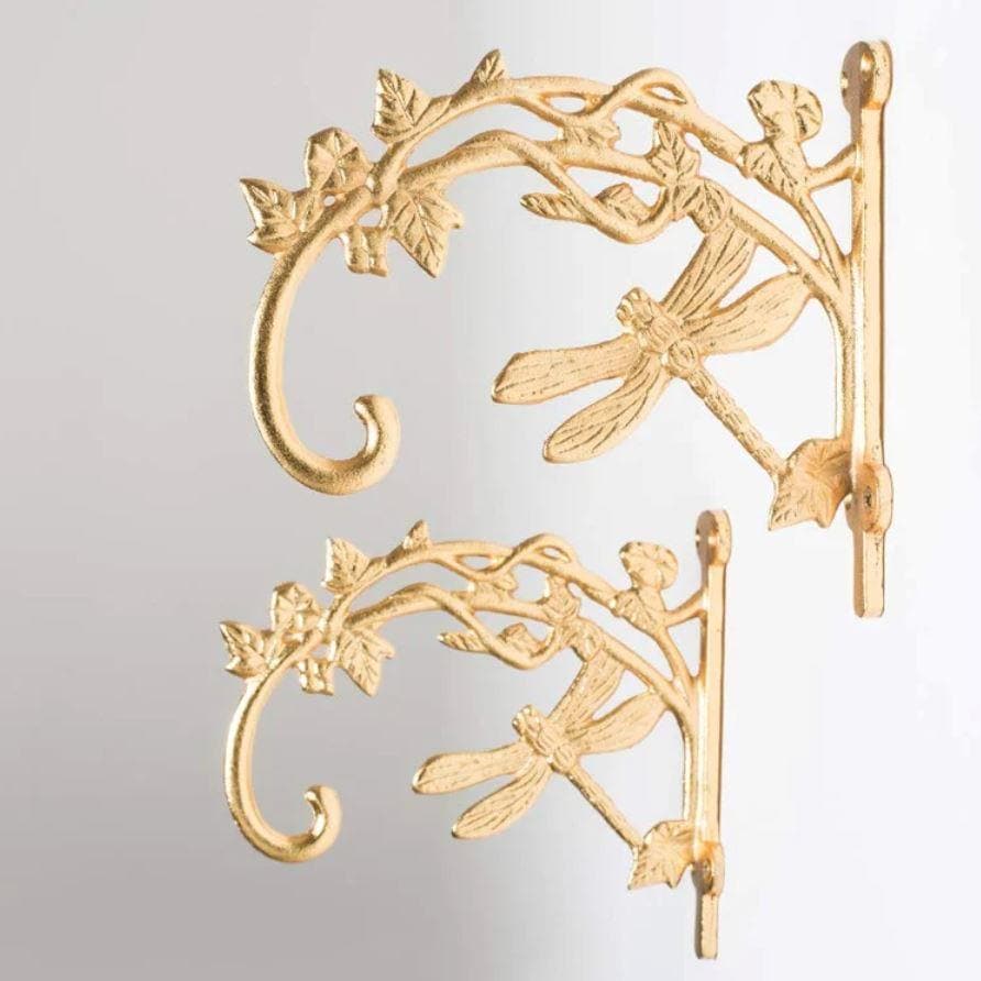 Golden Dragonfly Plant Wall Hangers - Set of 2 - MAIA HOMES