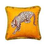 Golden Fringe Leopard Throw Pillow Cover