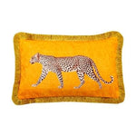 Golden Fringe Leopard Throw Pillow Cover Gold Lumbar