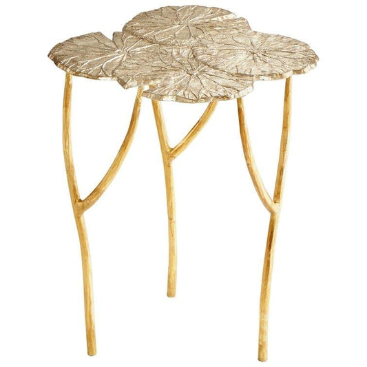 Golden Lotus Leaves End Table - MAIA HOMES