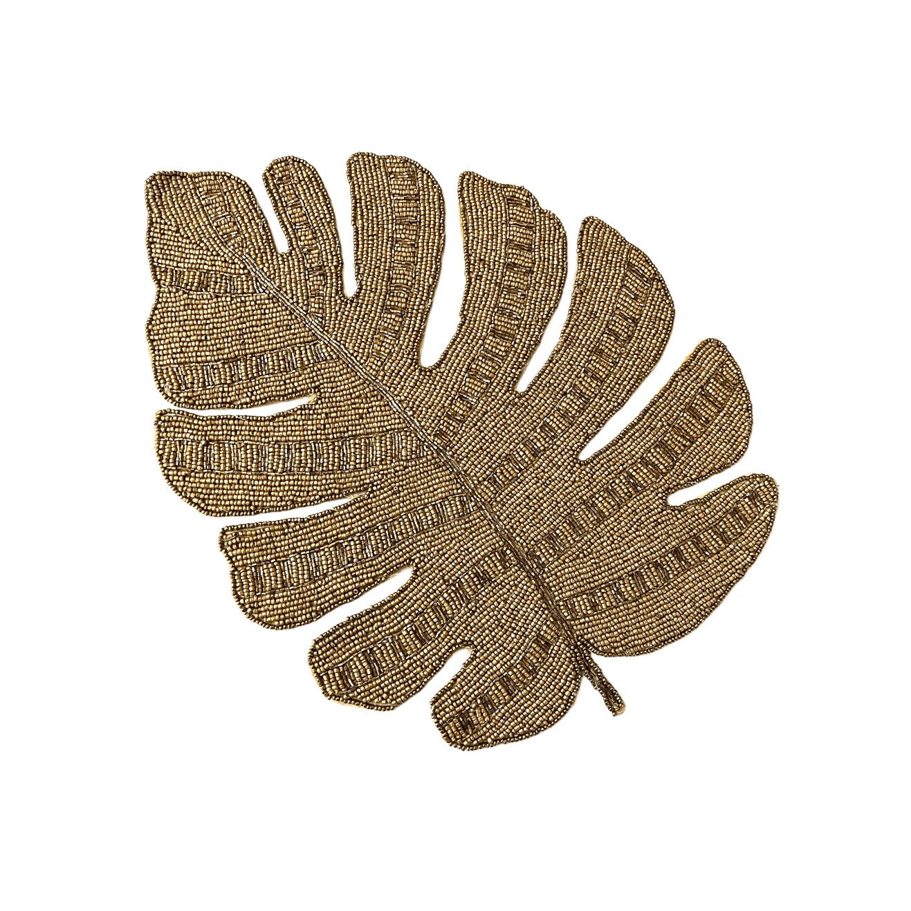 Golden Monstera Leaf Beaded Placemat