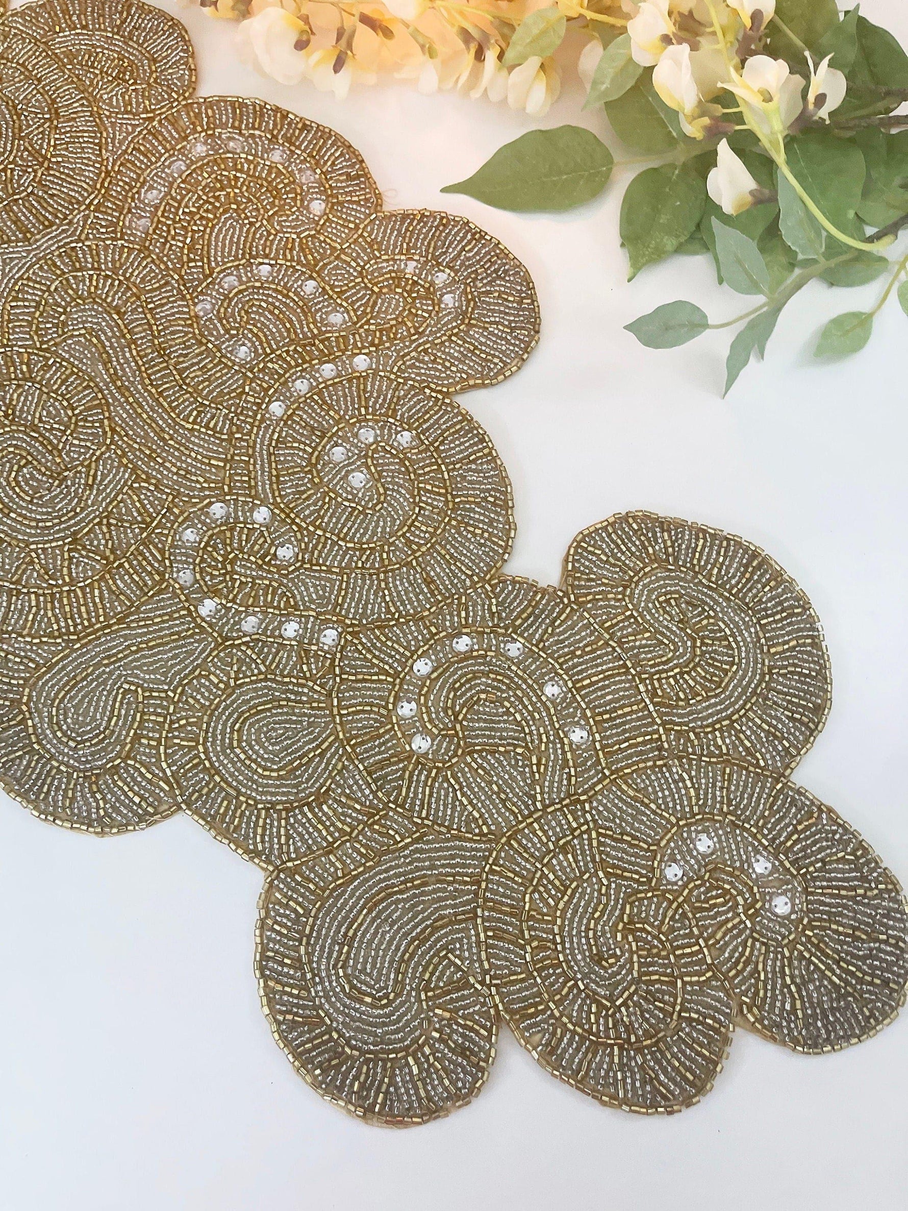 Golden Orion Beaded Table Runner