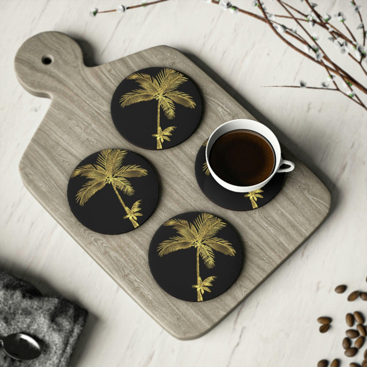 Golden Palm Tree Coasters