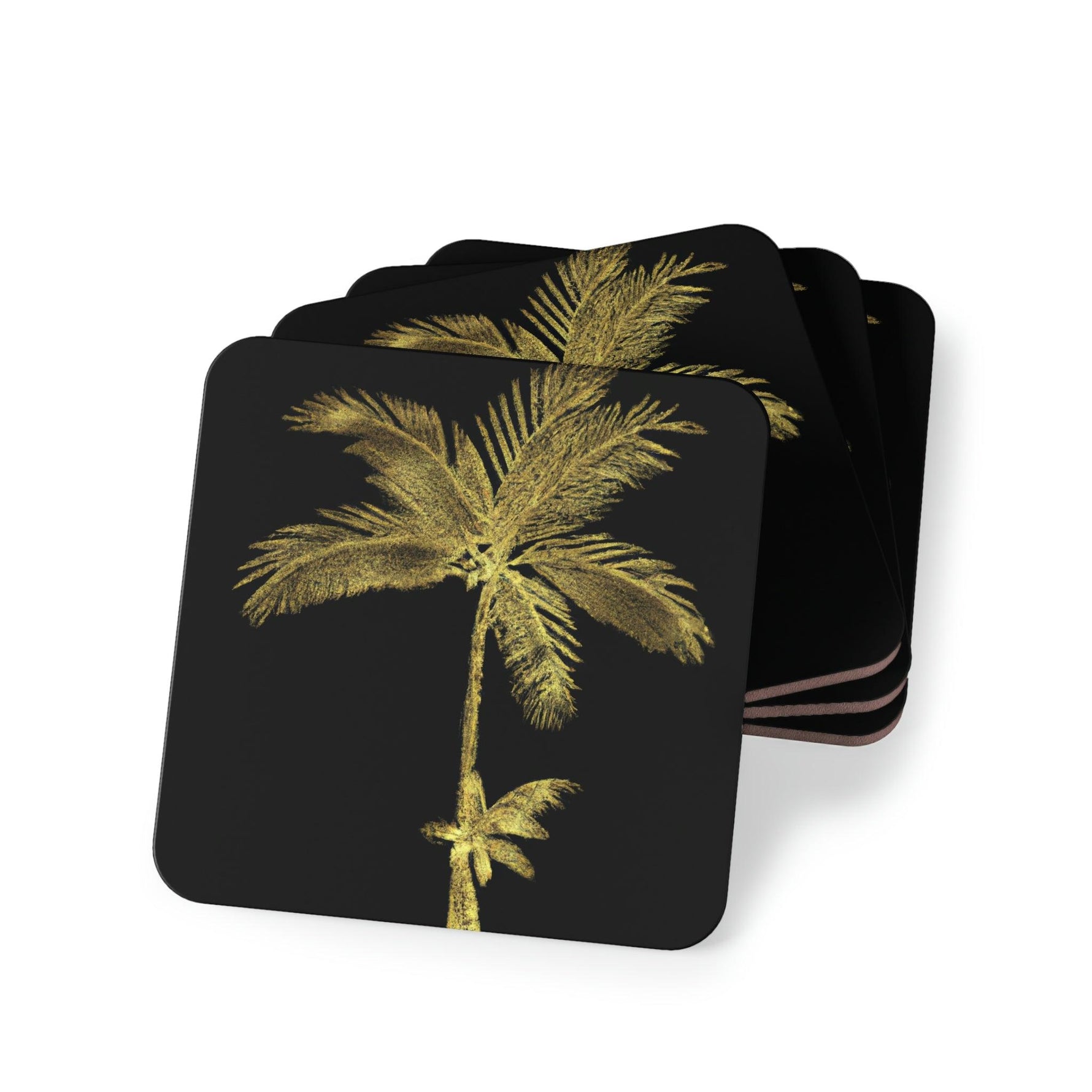 Golden Palm Tree Coasters Square 3.7" x 3.7" 4-piece set