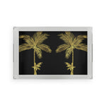 Golden Palm Trees Acrylic Serving Tray 11" x 17" Clear