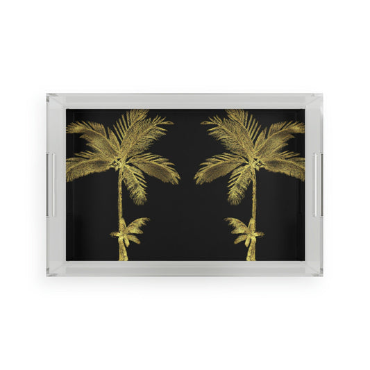 Golden Palm Trees Acrylic Serving Tray - MAIA HOMES