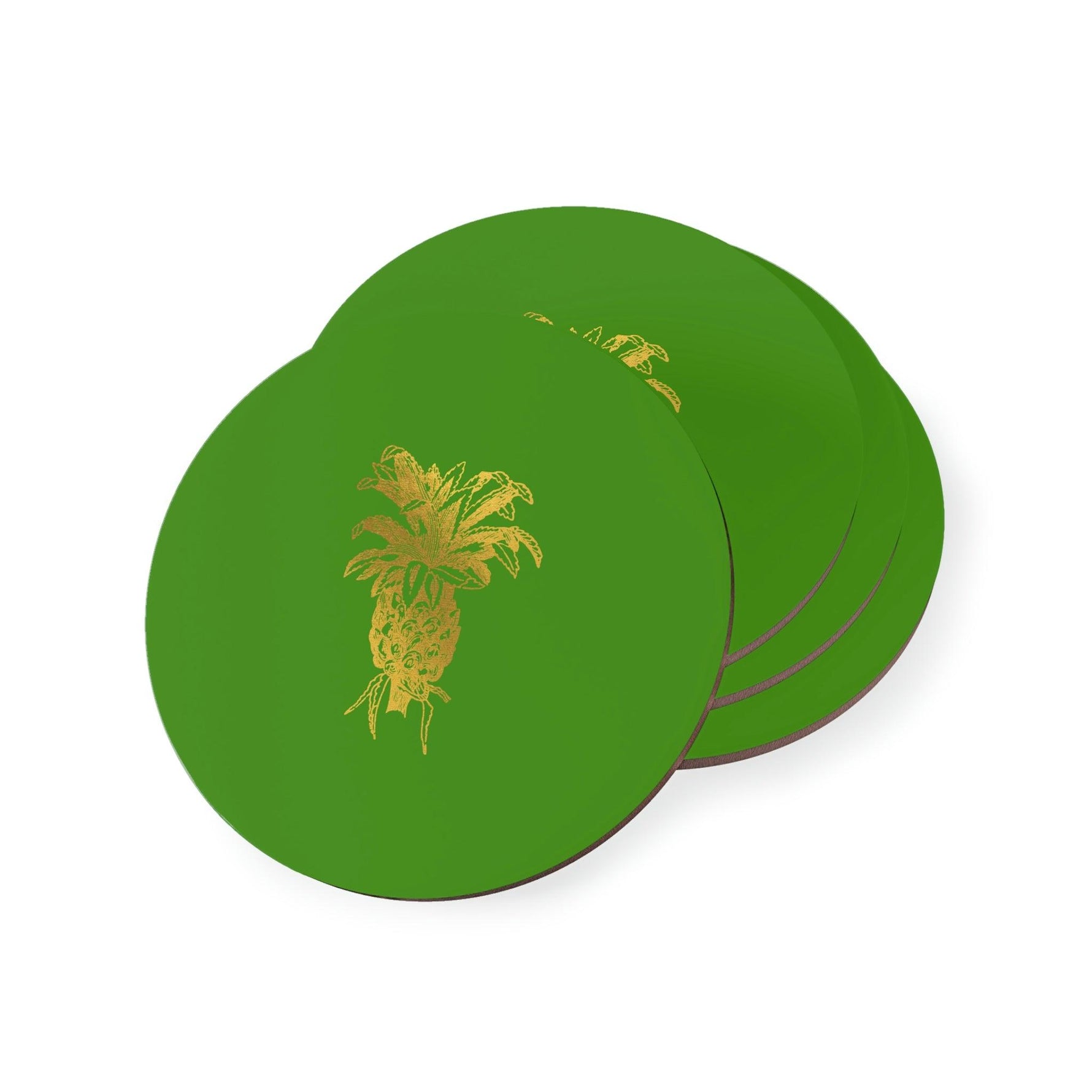 Golden Pine Apple Coasters Round 3.7" x 3.7" 4-piece set