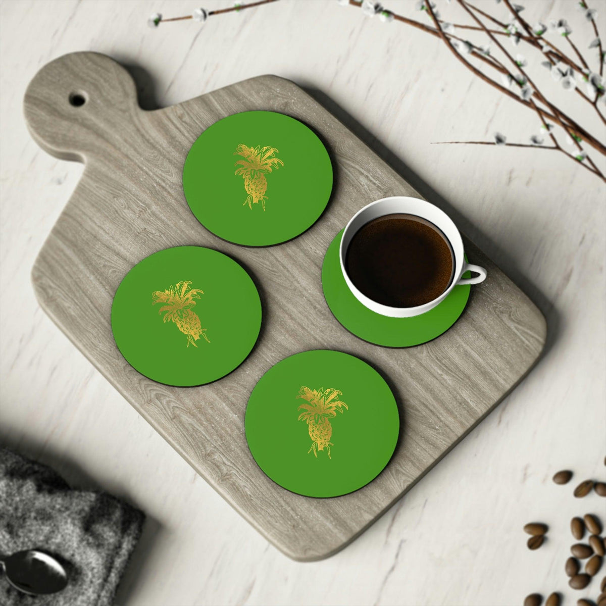 Golden Pine Apple Coasters