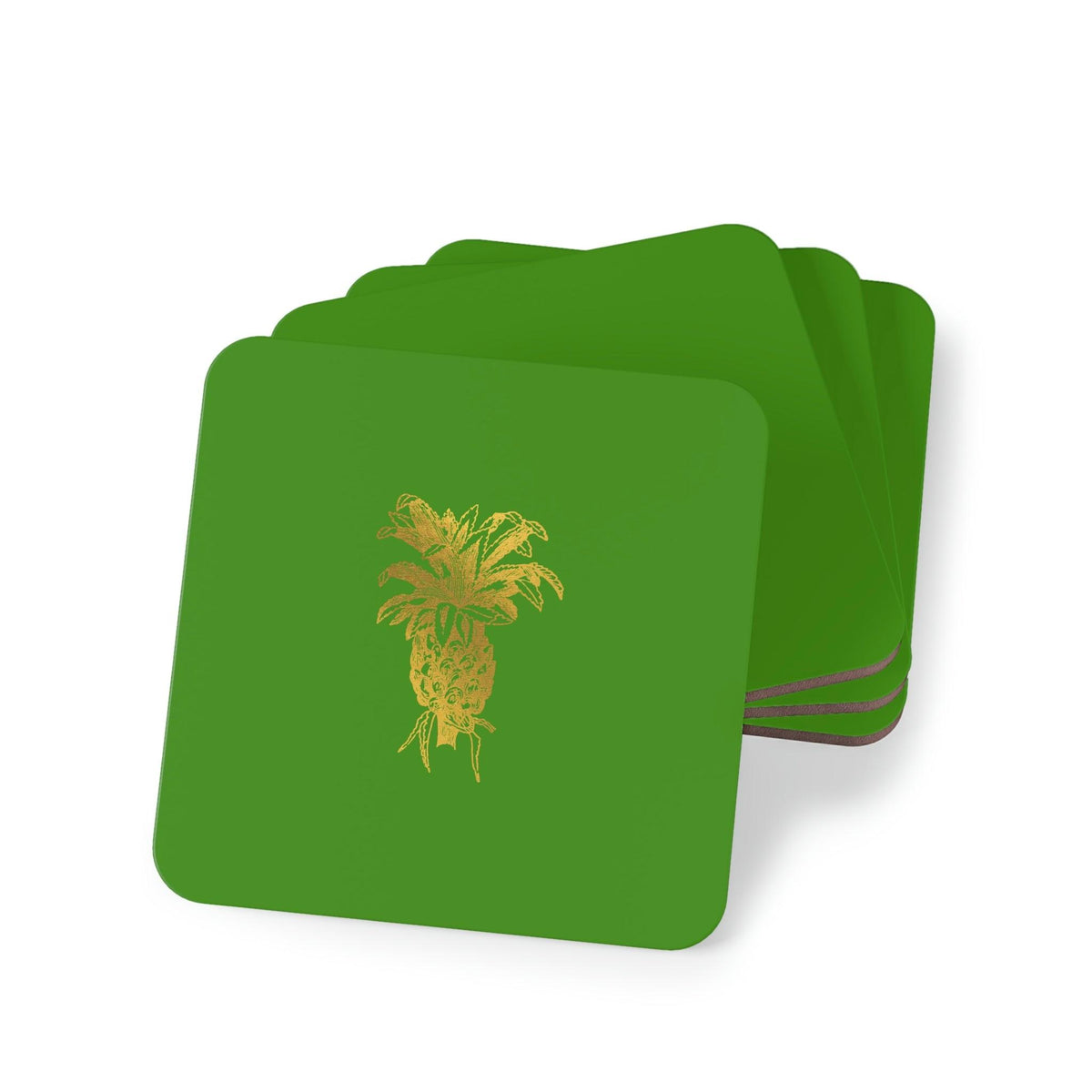 Golden Pine Apple Coasters Square 3.7" x 3.7" 4-piece set