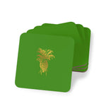 Golden Pine Apple Coasters Square 3.7" x 3.7" 4-piece set