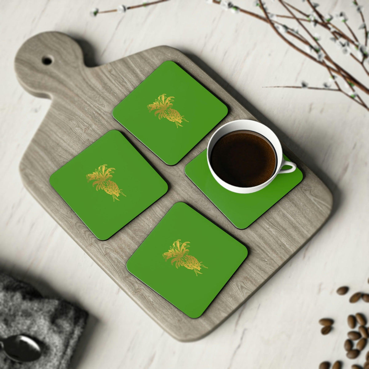 Golden Pine Apple Coasters