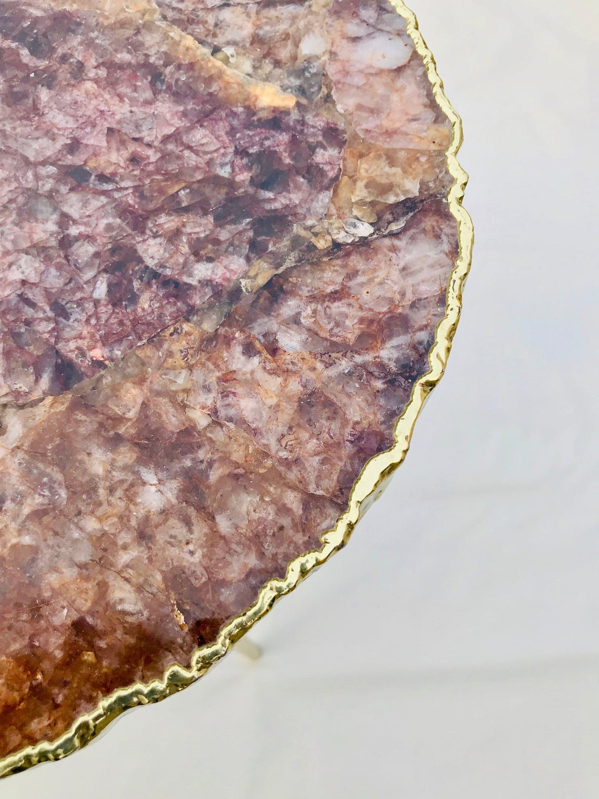 Golden Quartz Agate Organic Edge Accent Table