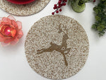 Golden Reindeer Beaded Round Placemats - Set of 6