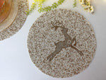 Golden Reindeer Beaded Round Placemats - Set of 6