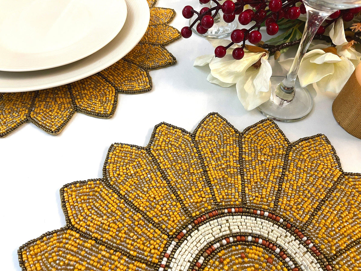 Golden Sunflower Beaded Placemat