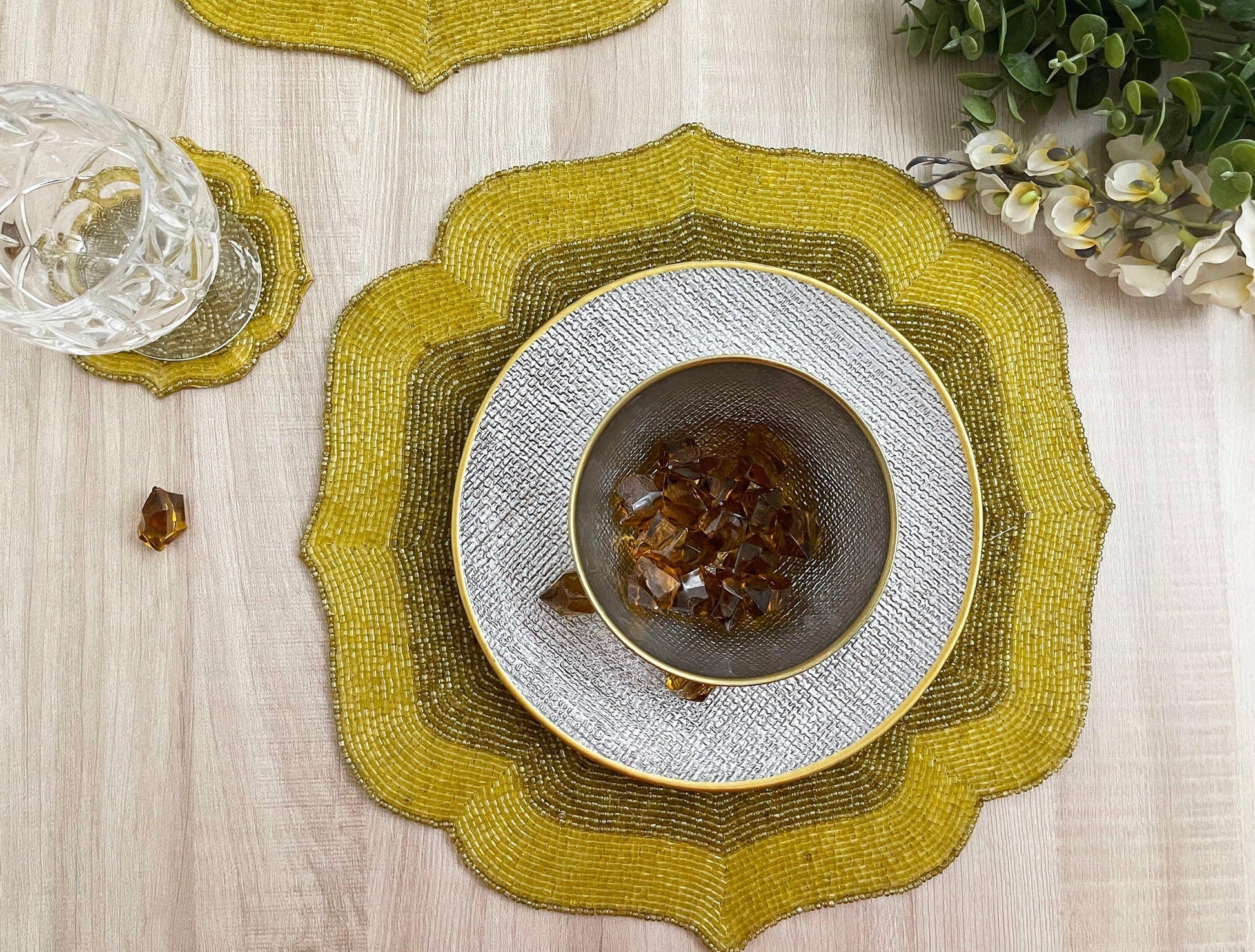 Golden Taj Beaded Arch Placemat - MAIA HOMES