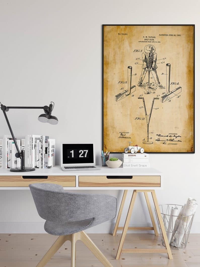 Golf Club Patent Print| Framed Art Print