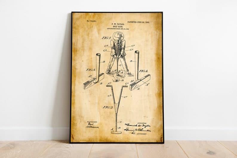 Golf Club Patent Print| Framed Art Print