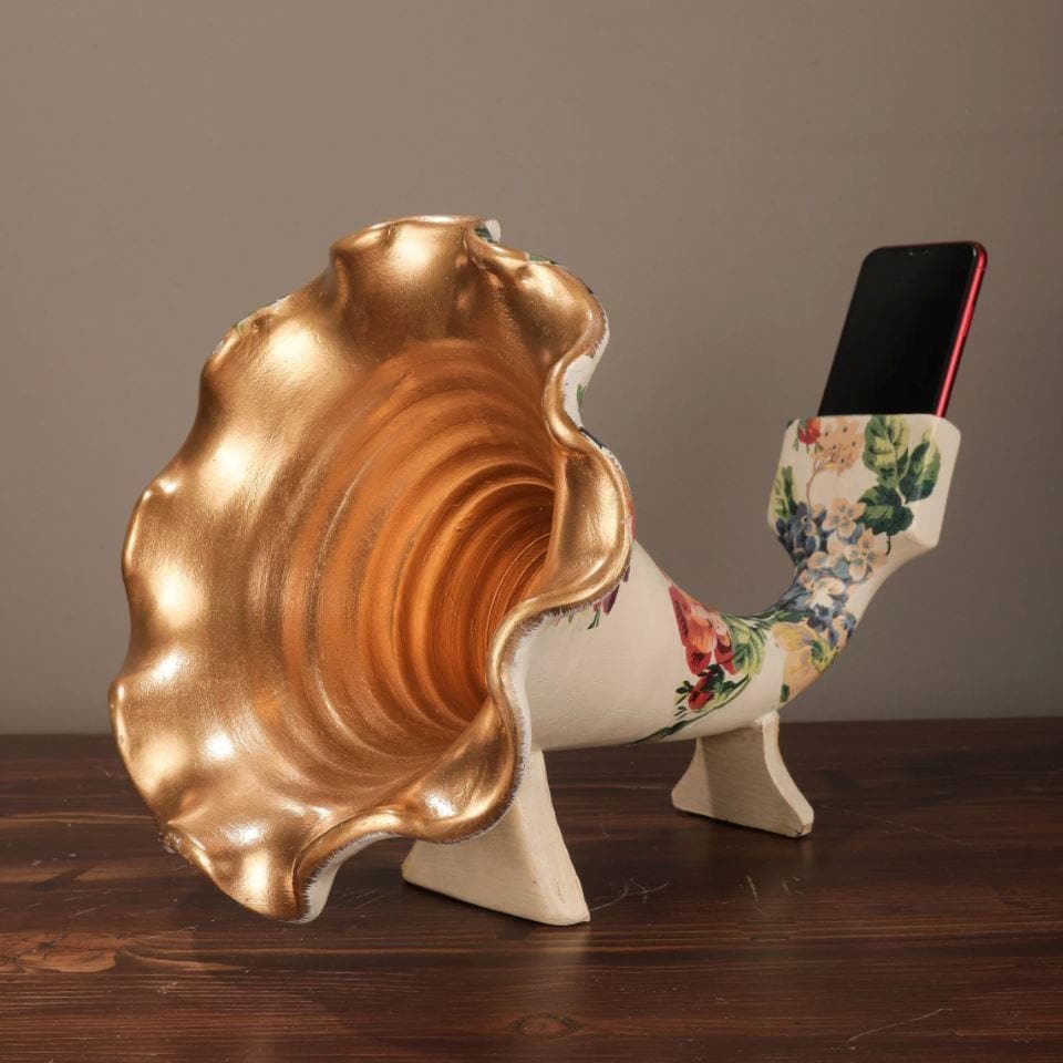 Gramophone Phone Speaker Floral Sculpture - MAIA HOMES