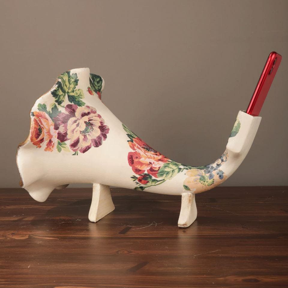 Gramophone Phone Speaker Floral Sculpture