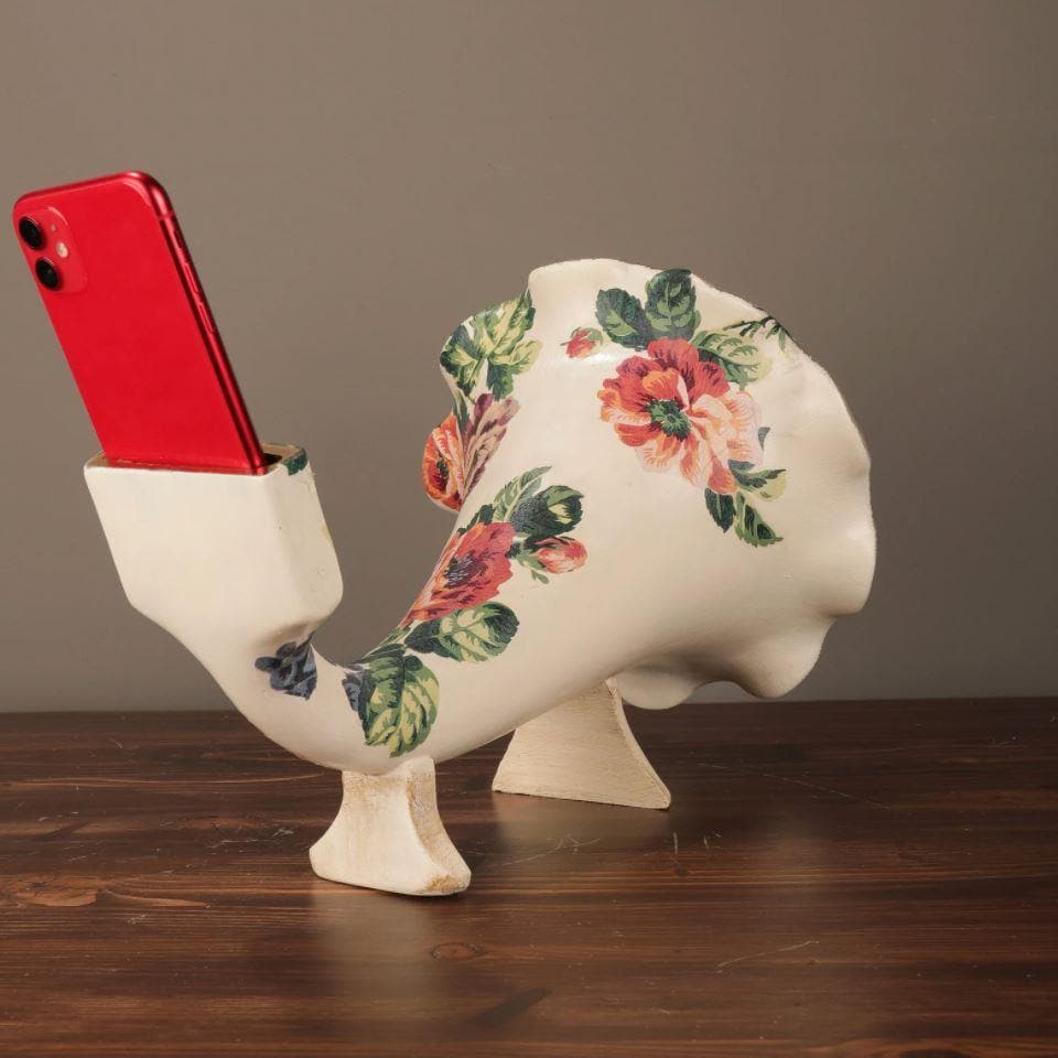 Gramophone Phone Speaker Floral Sculpture