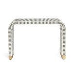 Gray and White Stripe Waterfall Bone Inlay Console Table with Brass Leg