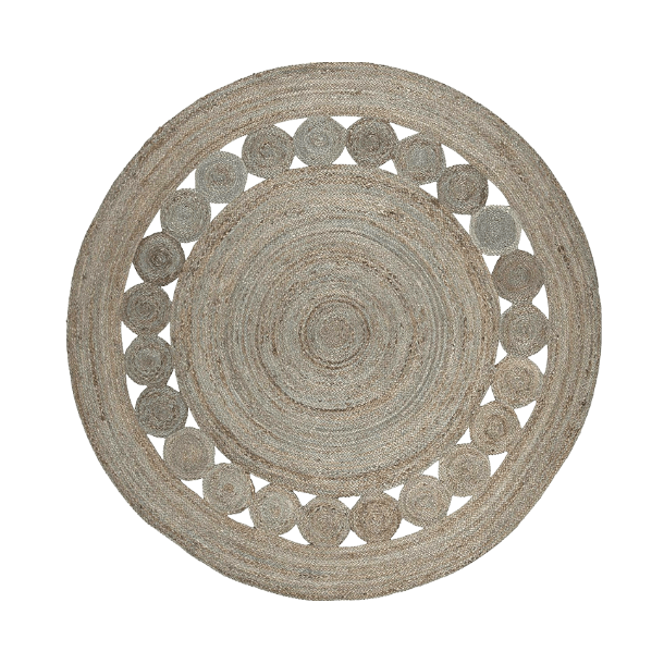 Gray Circle of Life Round Jute Rug – MAIA HOMES