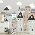 Gray City Skylines Nursery Wallpaper