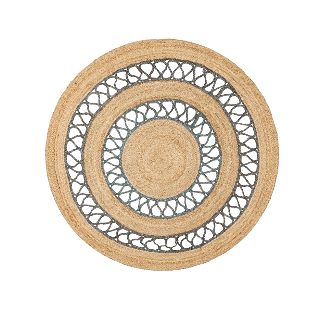 Gray Loop Natural Round Jute Rug