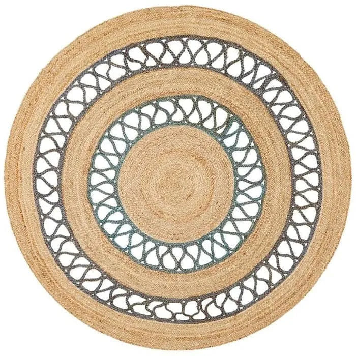 Gray Loop Natural Round Jute Rug