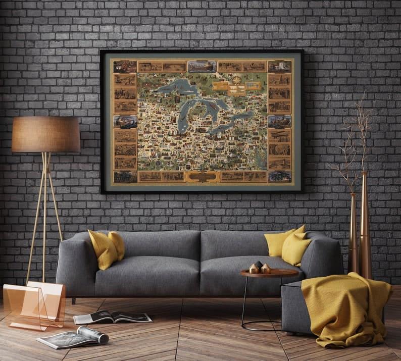 Great Lakes Map Print| Art History