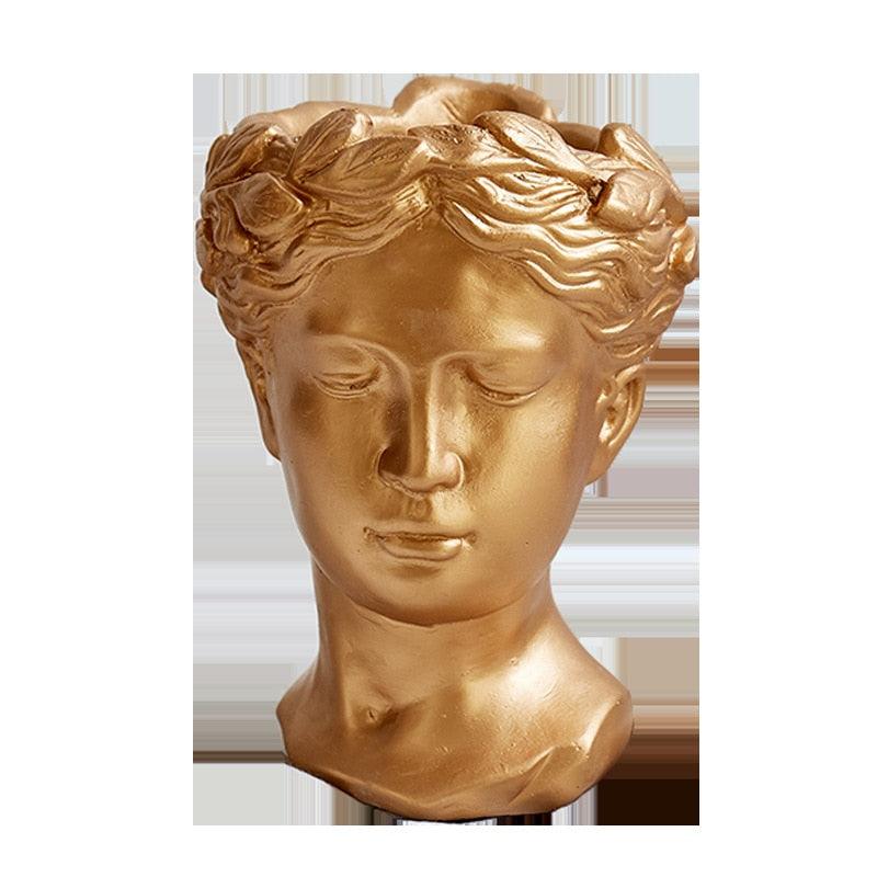 Grecian Bust Cement Pot