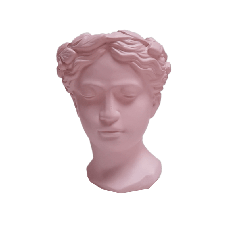 Grecian Bust Cement Pot Pink