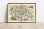 Greece Map 1851| Greece Map Wall Art