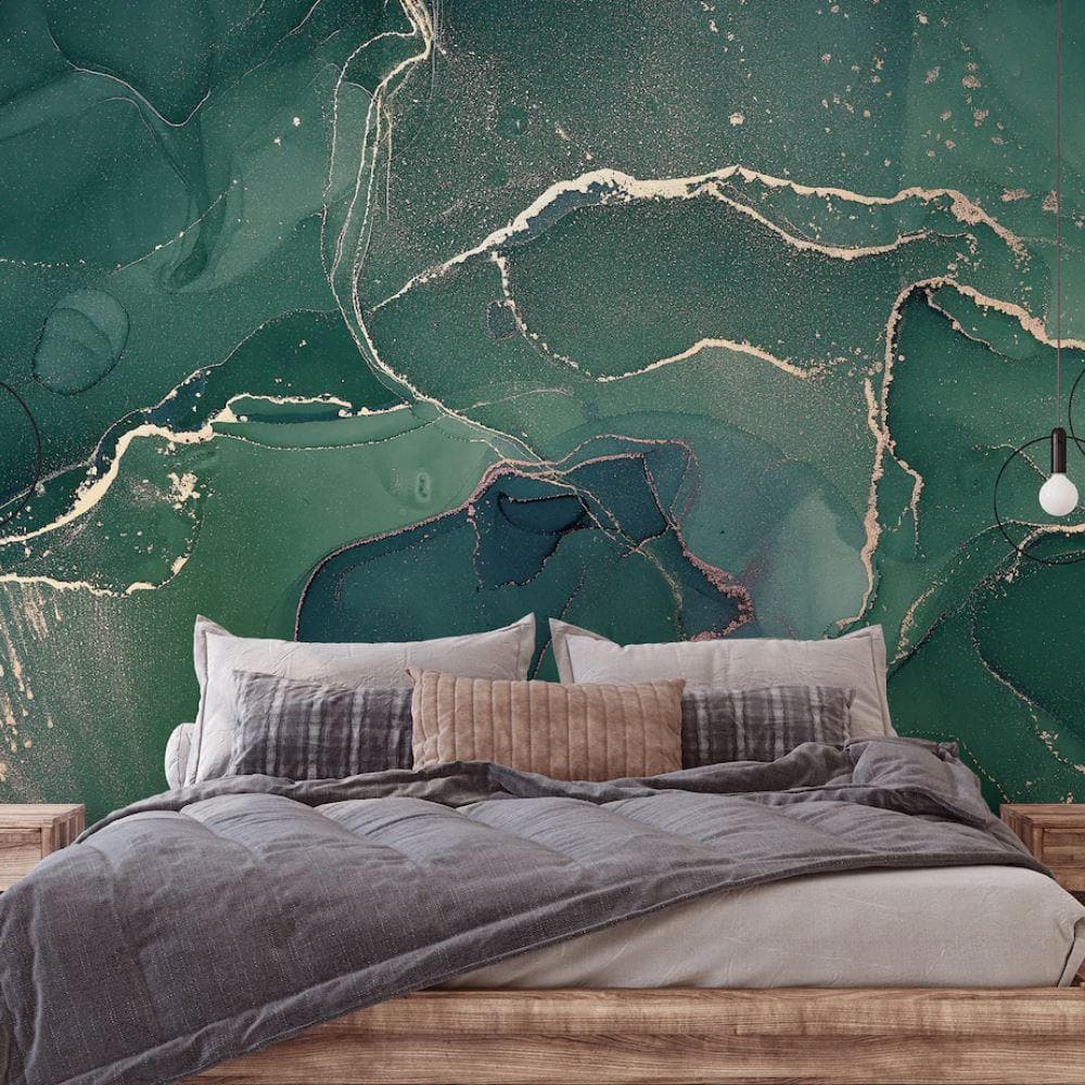 Green Abstract Marble Alcohol Ink Wall Mural