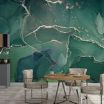 Green Abstract Marble Alcohol Ink Wall Mural