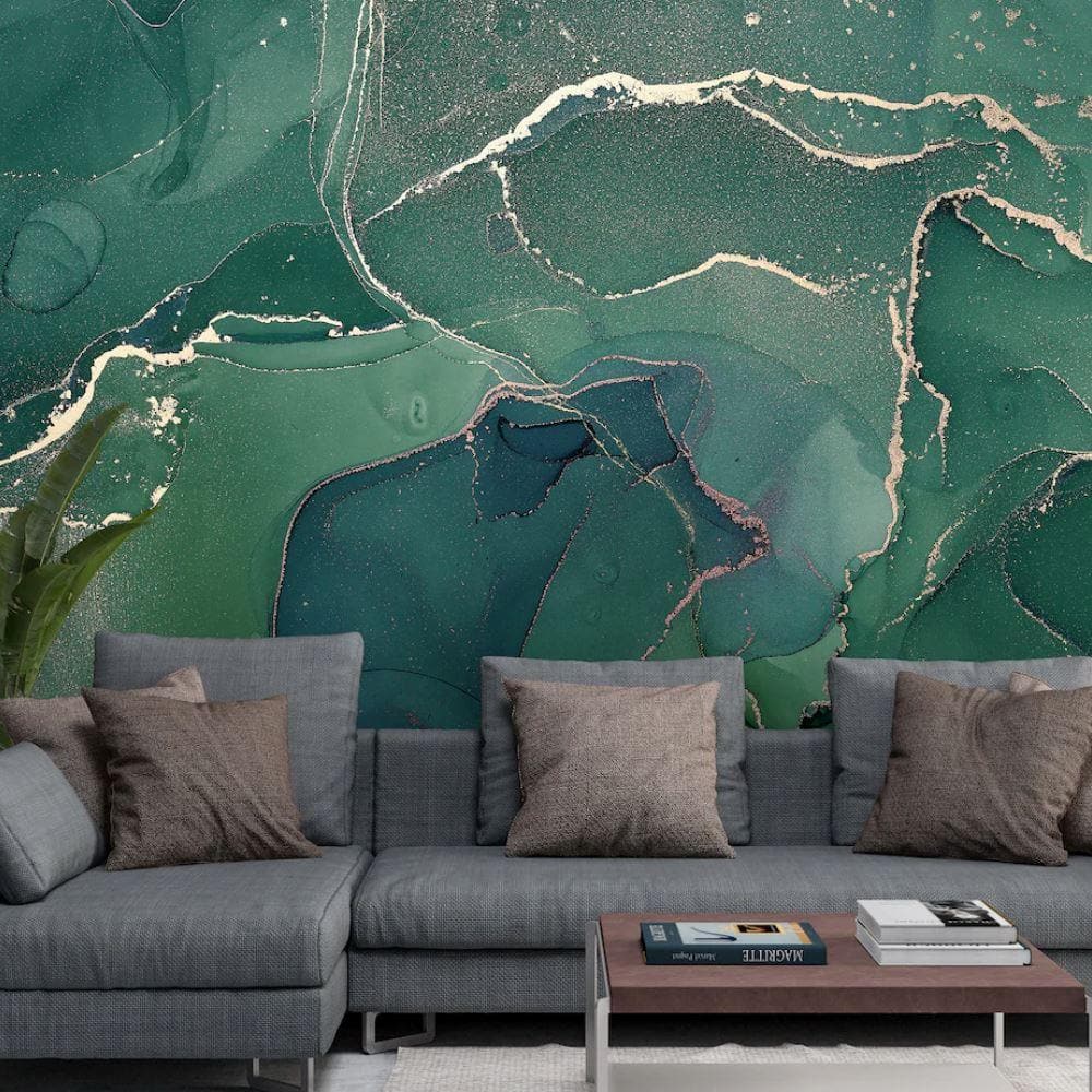 Green Abstract Marble Alcohol Ink Wall Mural