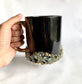 Green Agate Accented Black Mug with Gold Handle - Set of 2 - MAIA HOMES