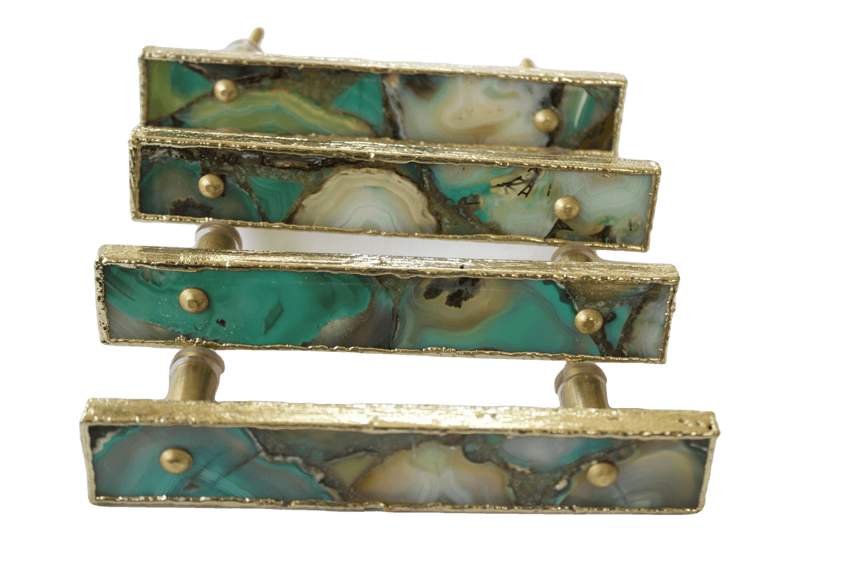 Green Agate Cabinet Door Pull Handle - Set of 4