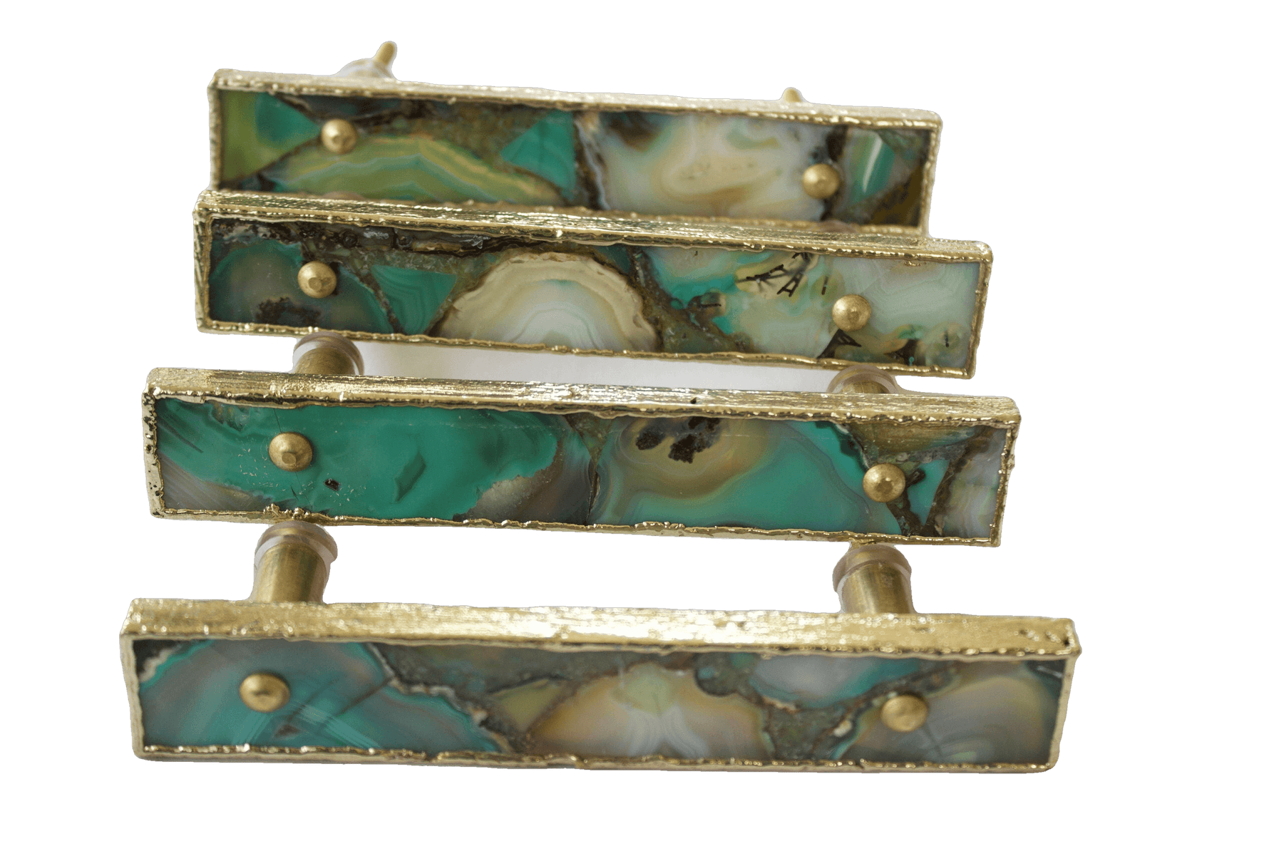 Green Agate Cabinet Door Pull Handle - Set of 4