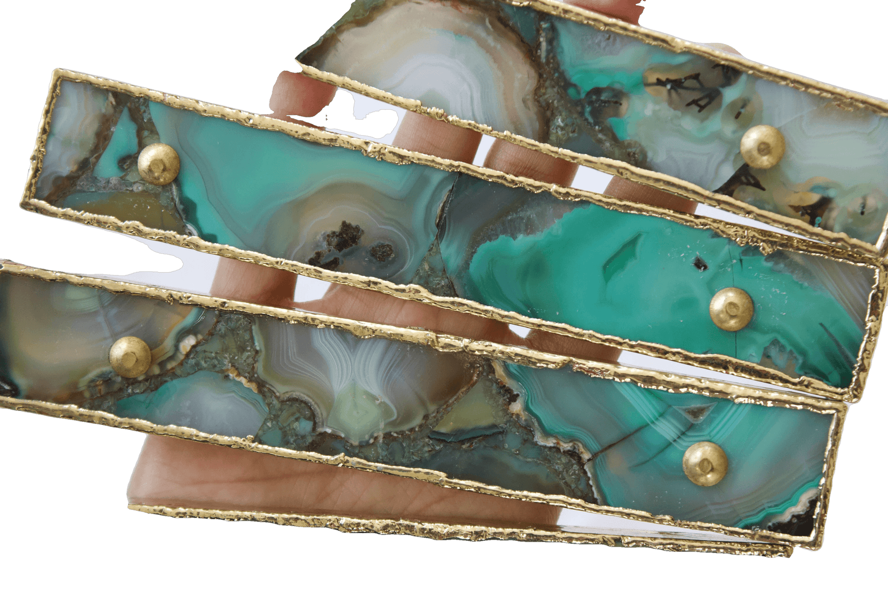 Green Agate Cabinet Door Pull Handle - Set of 4