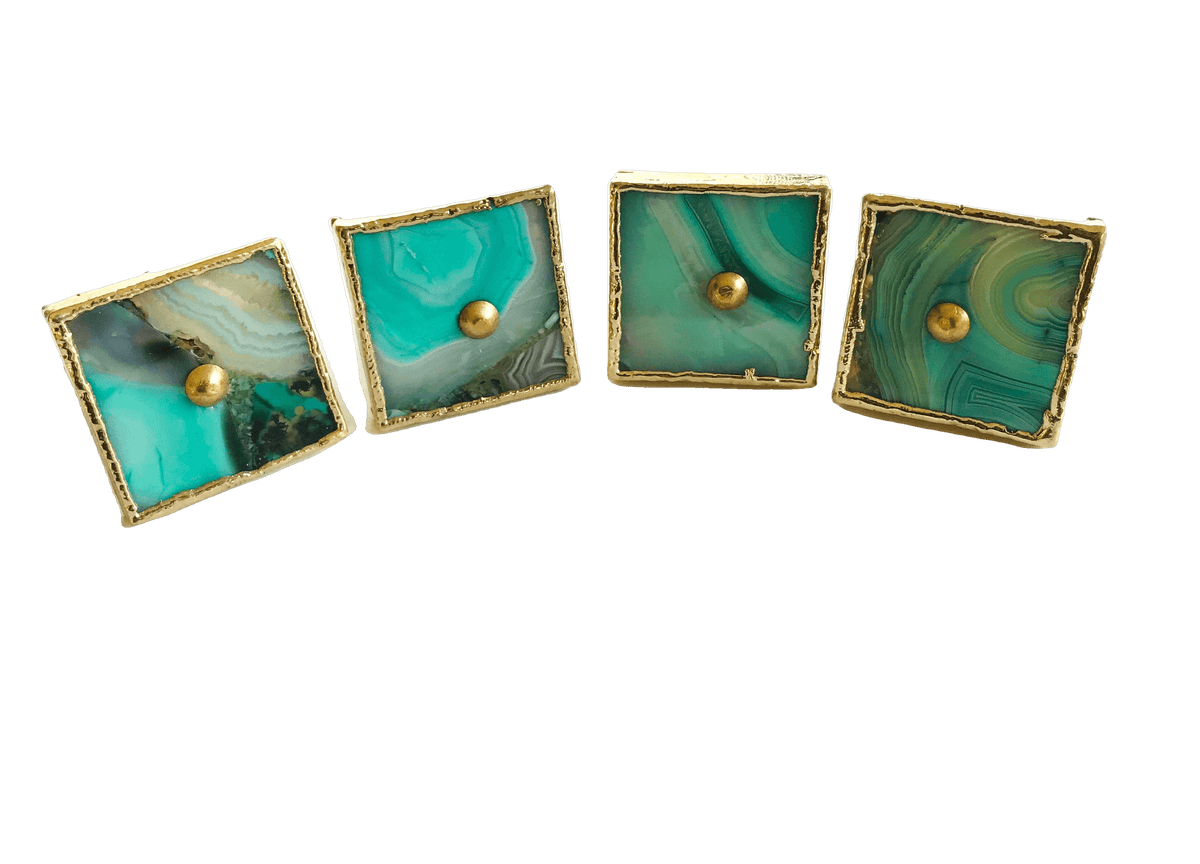 Green Agate Cabinet Door Pull Handle - Set of 4