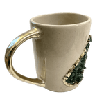 Green Agate Crystal Coffee Mug with Gold Handle - Set of 2