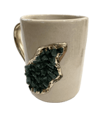 Green Agate Crystal Coffee Mug with Gold Handle - Set of 2