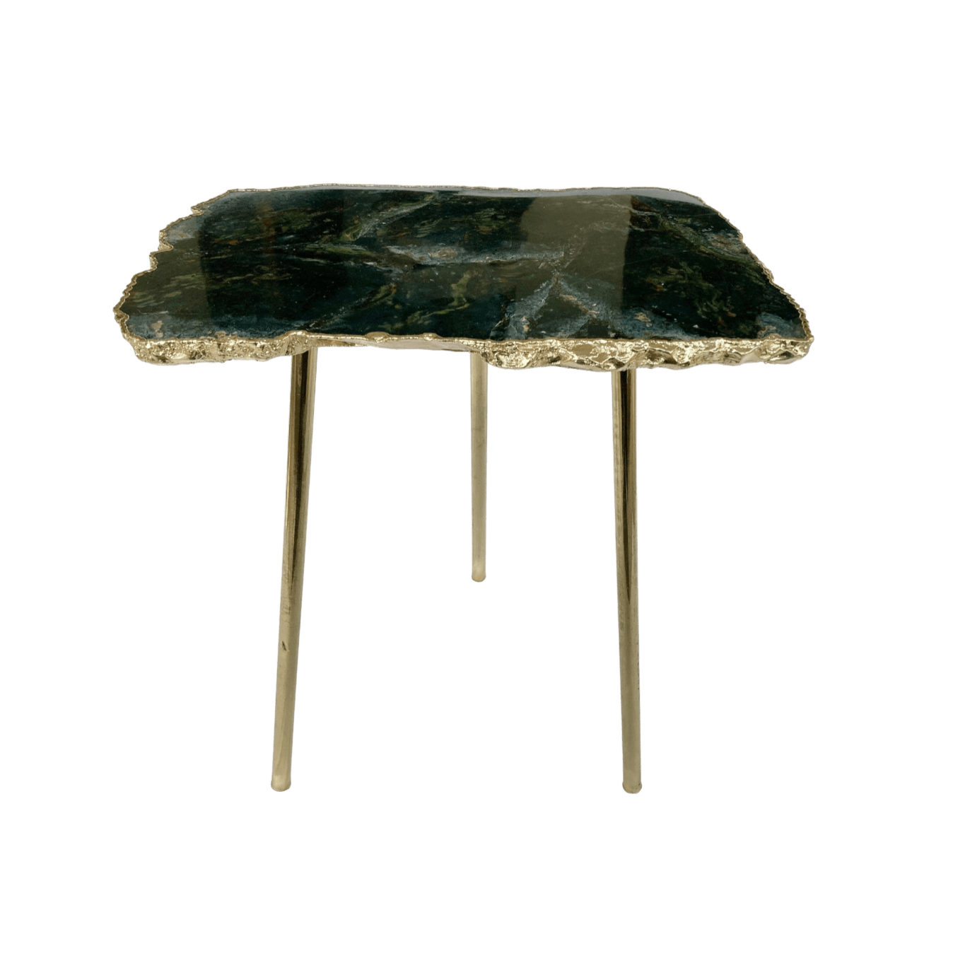 Green Agate Gemstone Organic Edge Accent Side Table